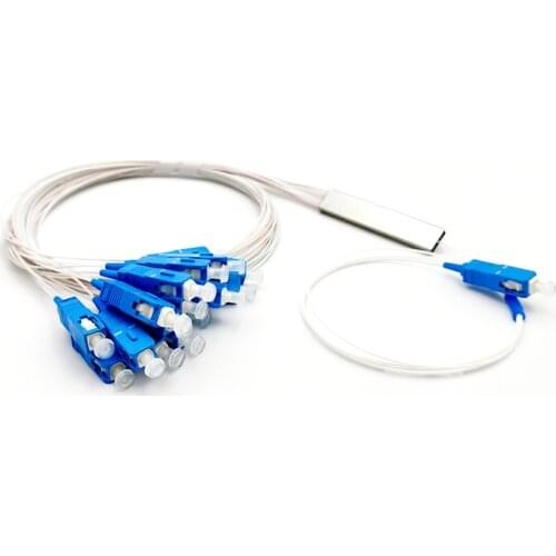 10pcs/lot 1x16 SC/UPC Fiber Optic PLC Splitter 0.9mm Steel Tube Mini Blockless 1*16 SC UPC Connector PLC Splitter