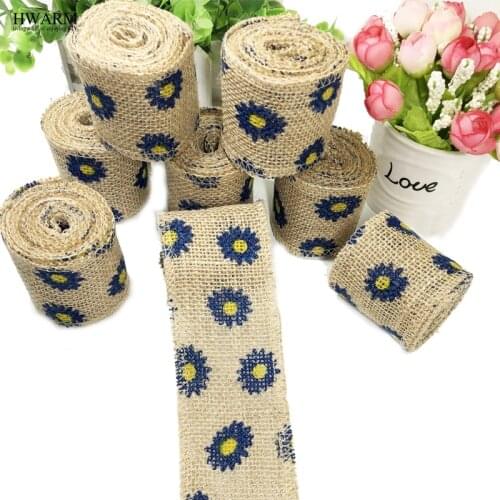 12pcs 6cm Blue Floret Sign Linen Lace Fabric Ribbon DIY Handmade Wedding Christmas Trim Decoration For Home Party Favors GIFT