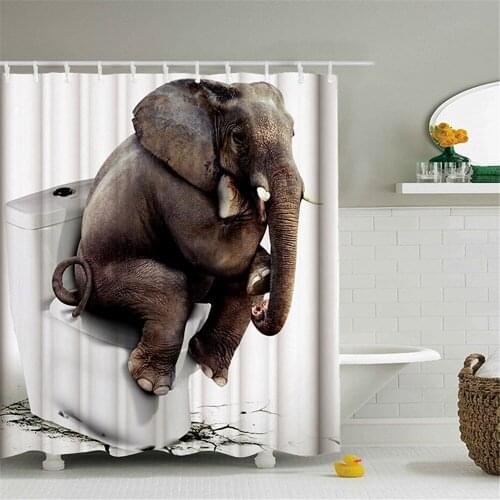 Elephant Animal 3D Shower Curtain In The Bathroom Shower Waterproof Fabric Bathroom Screens Customized Print Home Decoration