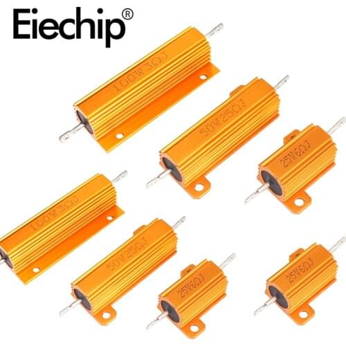 5pcs/lot 10W Aluminum Shell Case Wirewound Resistorr 6R 8R 10R 12R 15R 20R 25R 30R 50R 100R RX24 10W Power Metal Resistor