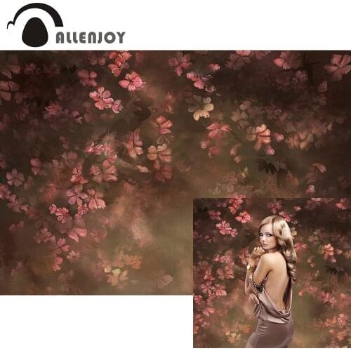Allenjoy Pink Flowers Photography Backdrop Supplies Girls Birthday Floral Portrait Pictures Shoot Props Adult Wedding Background