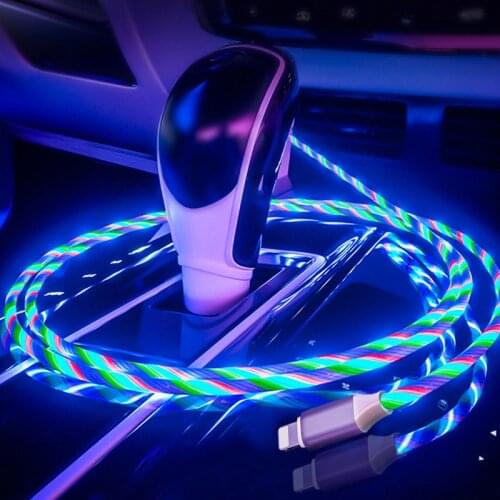 Car Usb Phone Charging Cable Flowing Light For Hyundai Tucson Elantra Creta IX25 IX35 Sonata Solaris Santa Accent Creta Azera
