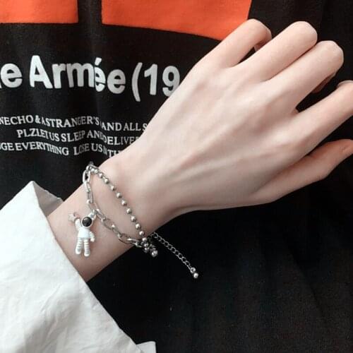 Luxury Punk Hip Hop Astronaut Bracelet Bohemian Retro Multilayer Chain Titanium steel Pendant Bracelet Fashion Female Jewelry