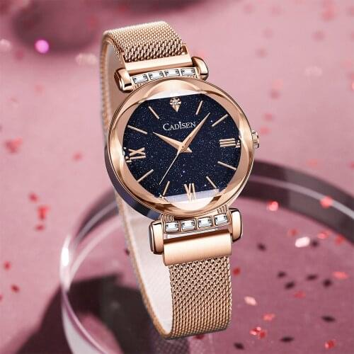 CADISEN New Women Quartz Watch Fashion Bling Casual Ladies Watch Female Quartz Rose gold Watch Crystal Diamond For Women Clock