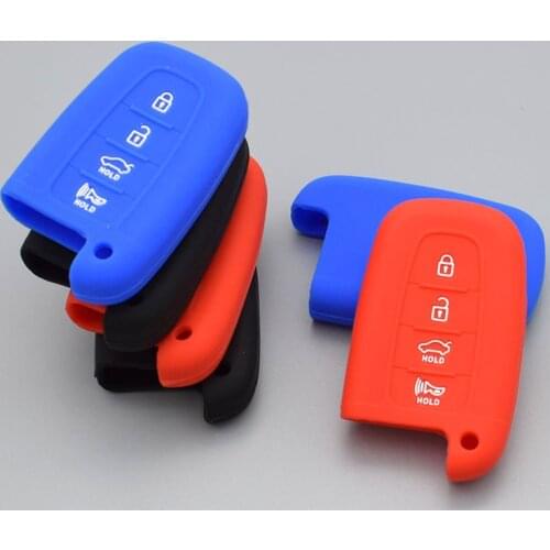 Silicone car key case cover for Hyundai Sonata Genesis Coupe Equus Elantra Veloster for Kia Soul Sportage 4 Button key protect
