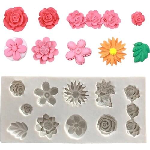 Flowers Rose Sunflower Silicone Mold Sugarcraft Cupcake Baking Mold Fondant Cake Decorating Tools