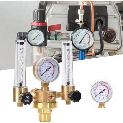 Dual Tube Argon CO2 Gauge Pressure Regulator Mig Tig Flow Meter Control Valve Gas Pressure Reducer G5/8 Male Thread For Welding