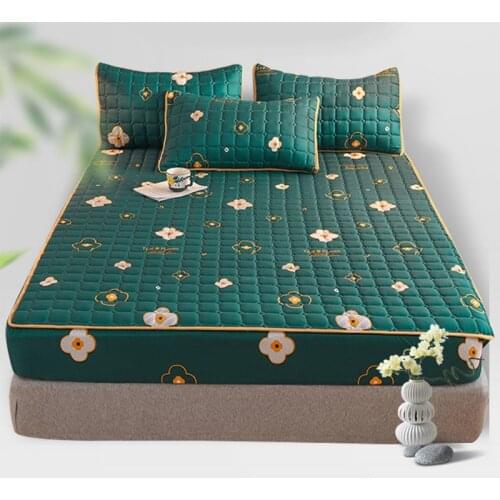 Elastic Mattress Cover Anti-bacterial Printed Bed Fitted Sheet Four Corners Mattress Protector Queen King Size Dust Cover