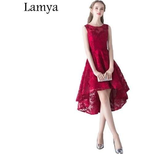 LAMYA High Low Elegant Evening Party Dresses Princess Zipper Short Front Long Back Prom Gown Cheap Plus Size vestidos de festa