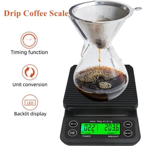 Drip Coffee Scale With Timer Electronic Scale LCD Kitchen Scales High Precision Digital Scales Household Coffee 3kg/0.1g 5kg/0.1