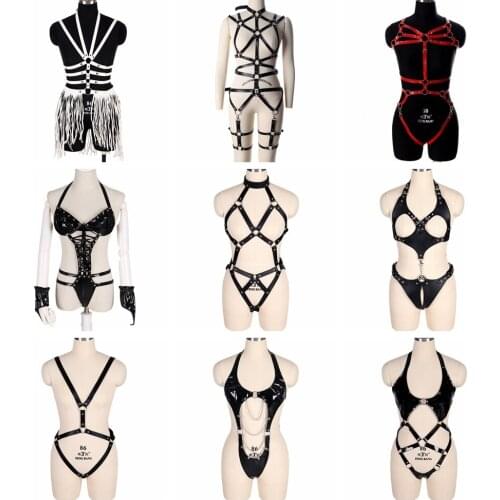 Erotic Lingerie Bdsm Adjustable Handmade PU BDSM Bandage Sexy Body Chest Harness Women Leather Chest Strap Gothic Garter Belt