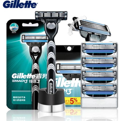 Gillette Knife Mach 3 Straight Razor Case Shaver For Men Shaving Machine Cassettes With Stand Safety Replacement Shave Blades