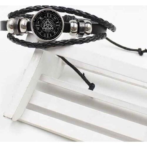Hot sale Year difference wheel woven leather bracelet Europe and America crystal glass fashion jewelry