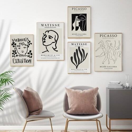 Retro Painting Picasso Exhibition Canvas Poster Wall Art Abstract Kiss Plant Three Dancer Matisse Woman Picture For Living Room