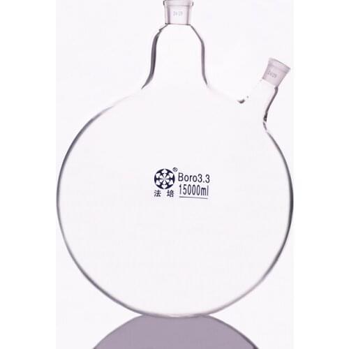 Two-necked flask oblique shape,with two necks standard ground mouth,Capacity 15000ml,Middle joint 24/29 and lateral joint 24/29