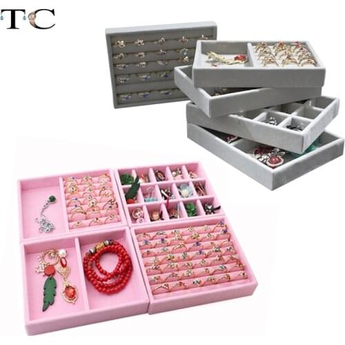 Ring Display Holder Velvet Jewelry Display Tray Bracelet Necklace Earrings Watch Anklet Display Pad