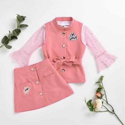 Infant Baby Kids Girl Set Vest Coat Lace Tops Shirt Skirts Mini Dress Outfits UK