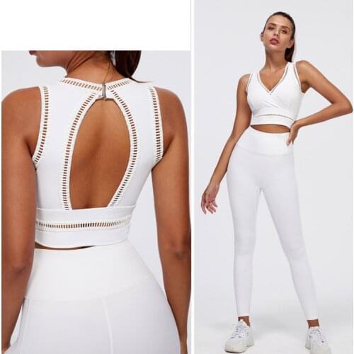 Yoga Suits Sports 2pcs Sets High Impact Bra&Push Up Leggings Sexy Hollow Out Fitness Suit Women Fitness Tracksuits Gym Clothing