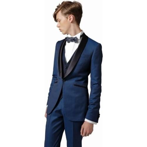 Handsome Groomsmen Shawl Lapel Groom Tuxedos Mens Wedding Dress Man Jacket Blazer Prom Dinner (Jacket+Pants+Tie+Vest) A151