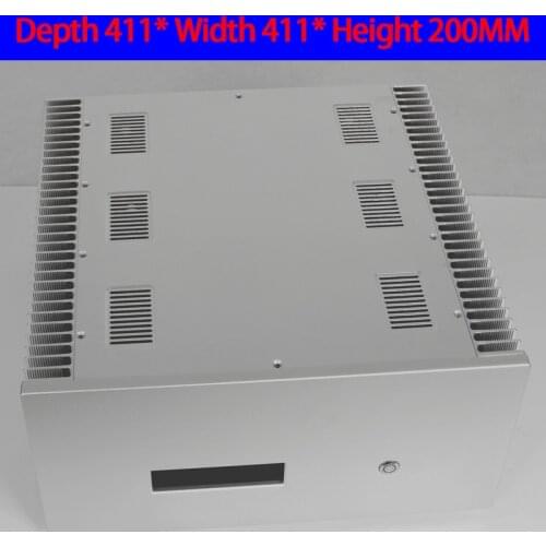 KYYSLB 411*411*200MM CJ-151 All Aluminum Class A Amplifier Chassis Box House DIY Enclosure with Feet Switch Amplifier Case Shell