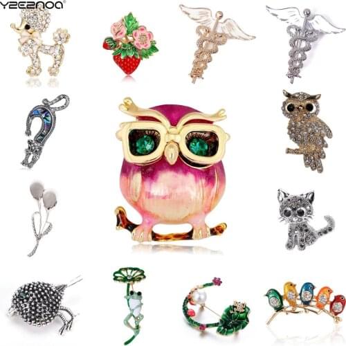 Fashion Enamel Pin Animal Brooches Gift Cute Green Eyes Owl Brooch Wear Glassesfor Kids&Women New Years Cow Cattle Brooch Pins