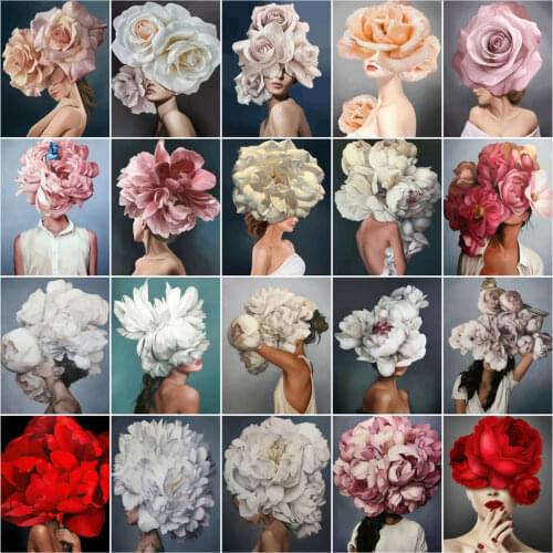 HUACAN Painting By Number DIY Girl Drawing On Canvas Pictures By Numbers Flower Kits Home Decoration