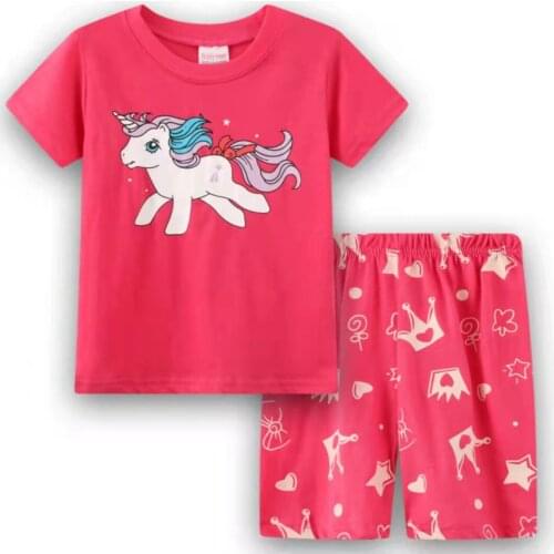 New Summer Girl Pijamas Set Children Cartoon Pajamas Boys T-shirt + Short Pants 2pcs Sleepwear Cotton Home Nightw Clothing Set