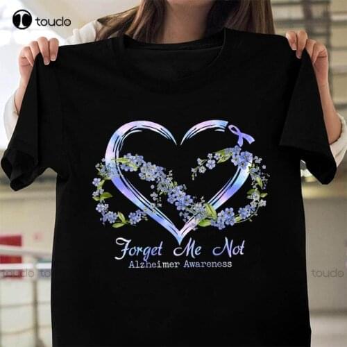 New Forget Me Not AlzheimerS Awareness Shirt Purple Flowers Infinity Heart AlzheimerS Shirt T-shirts Shirts For Men Unisex