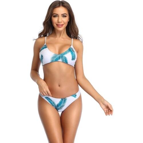 New Arrival 2020 Sexy Print Bikini Swimming Suit for Women High Waist Push Up 2 Piece Set