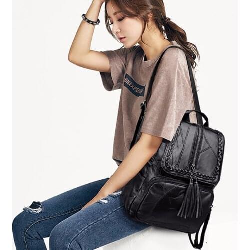 New Fashion Multi-function Mini Backpacks Women Leather Shoulder Bags Casual Solid Color Backpack Bag For Grils