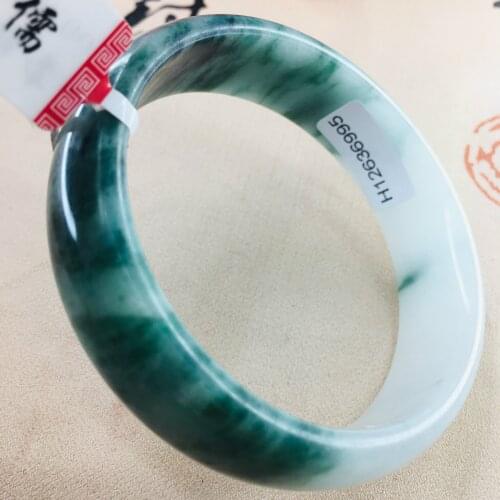 Send A certificate natural Jadeite bracelets carved light green floating blue 54-61mm female models princess jade bracelet jewel