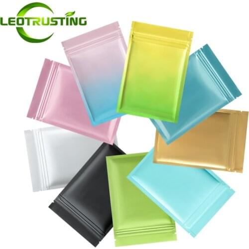 100pcs Color Aluminum Foil Zip Lock Bag Flat Resealable Nail Powder Hardware Panties Capsule Dolls Jewelry Printing Bags