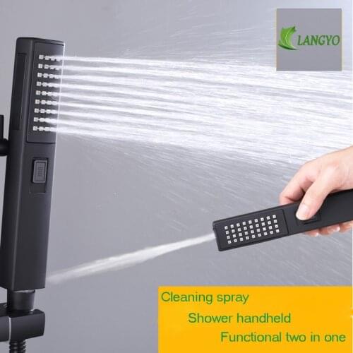 LANGYO Hand Held High Pressure Shower Head ABS with Black Water Saving Shower Head Bathroom Accessories Head Showers Douche