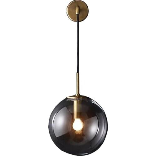 Nordic Spherical Glass Bedroom Wall Lamp Personality Creative Hotel Model Room Aisle Lights Minimalist Free Shipping