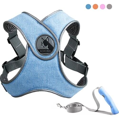 Dog Harness and Leash Pet Puppies Cat Reflective Vest Harness Soft Breathable Mesh Chest Strap for Small Medium Dog Pet Supplies