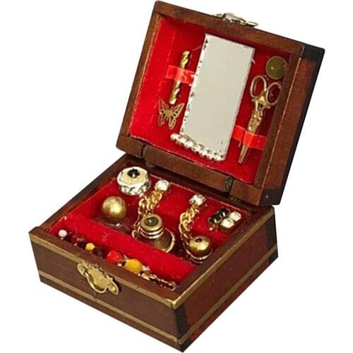 Vintage 1/12 Dollhouse Miniature Jewelry Box Case Action Dolls Decoration