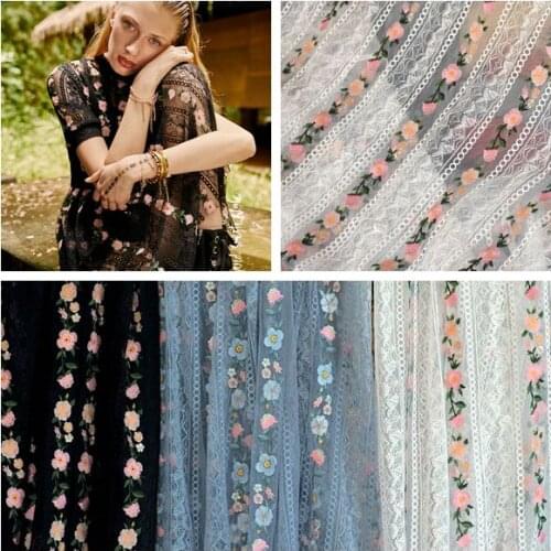 High-end full-length lace embroidery fabric colorful mesh lace fabric dress clothing home textile fabric