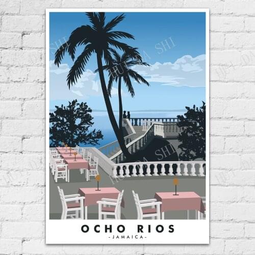 Jamaica Travel Poster Jamaica Wall Art Ocho Rios Jamaica