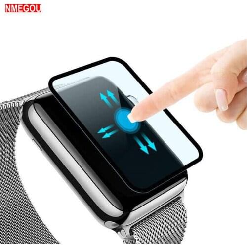 3D Full Cover Tempered Glass Screen Protector for Apple Watch 38mm / 42mm Iwatch Applewatch Black Edge 9H Curved Protective Film