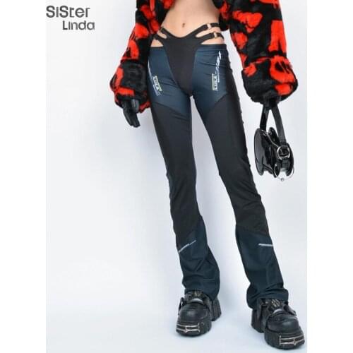 Sisterlinda Casual Print Hollow Straight Thin Trousers Women With Belt High Waist Y2K Fitness Skinnt Long Sweatpants Lady Outfit