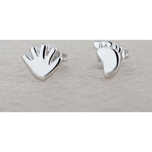 925 Sterling Silver Small Feet Small HandsStud Earrings For Women Casual Style Girl Earings Personality Jewelry