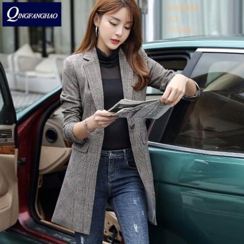Womens mid-length small suit new Korean style OL temperament jacket Coat Blazer 217