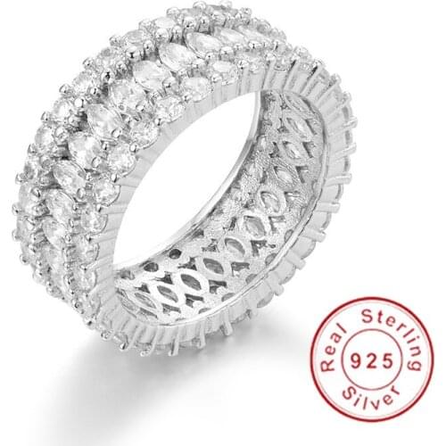 Luxury full stone CZ Jewelry Brand 925 Sterling silver Marquise Brilliant Cut Cubic Zirconia Engagement Wedding Rings For Women