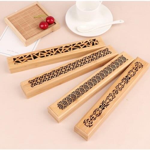 1 Pcs Burner Ash Catcher Bamboo Wooden Incense Stick Holder Burning Joss Incense Box Home Decoration