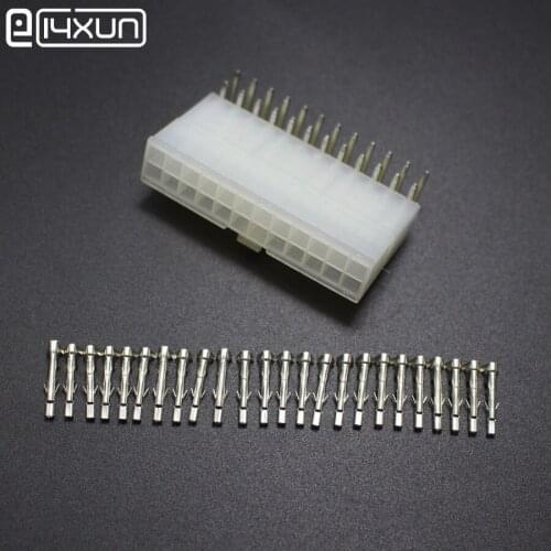 10sets 5557 5569 24P Bend Pin Wire Terminals Electrical Connector 4.2mm 24Pin Right Angle Plug jack for Car Auto PC ATX