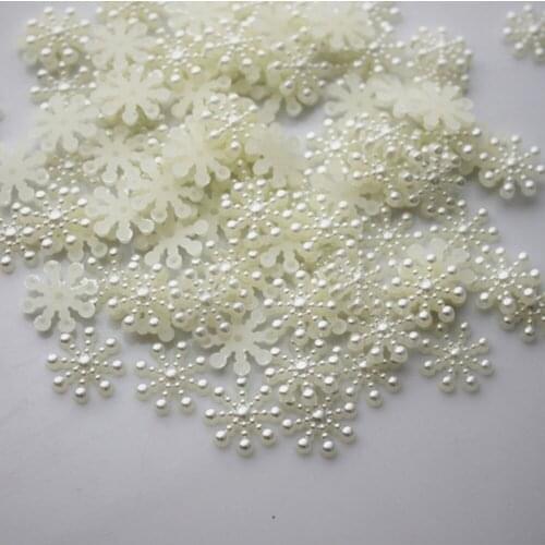 1000Pcs Decoration Craft Decor Wedding Embellishment Flatback Pearl Christmas Snowflake beads