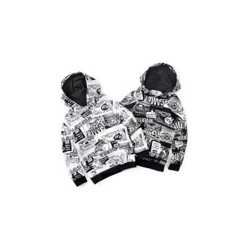 2019 Autumn New Korean Childrens Long Sleeve Pullover Sweatshirt Baby Boys Full Print Top Tee Kids Boys Hooded Sweatshrit 5-11Y