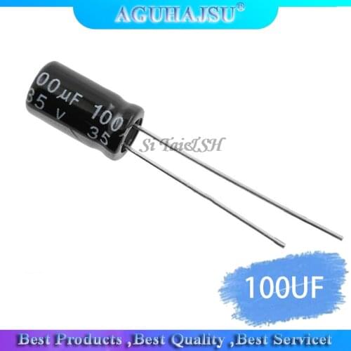 50PCS Higt quality 35V 100UF 6*12mm 100UF 35V 6.3*12 Electrolytic capacitor
