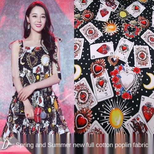 50x145cm natural black playing card printed fabric cloth parent-child childrens clothing shirt sewing fabric for dress