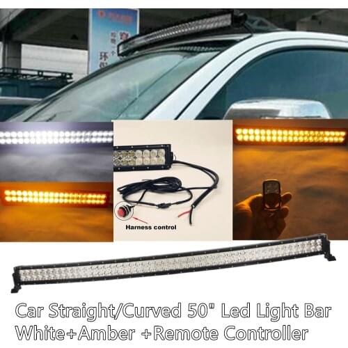 Car Accessories 50" 288W Led Work Light Bar White Amber flashing Offroad Truck UTV 4X4 Remote Controller With wiring harness Bar